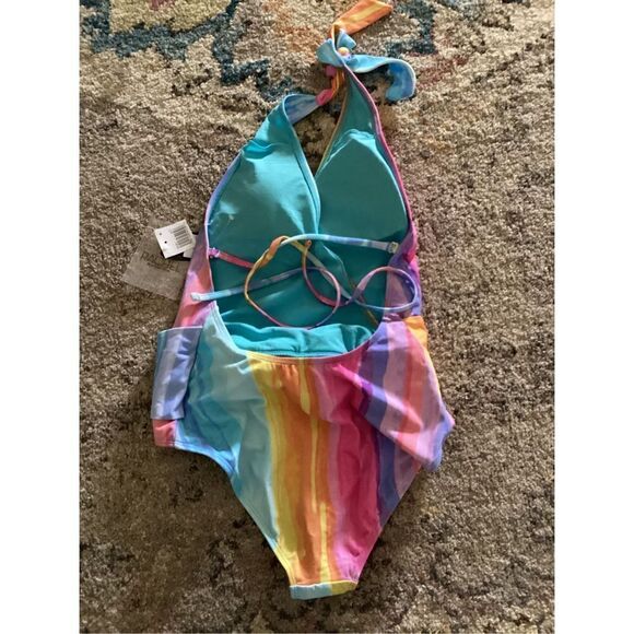 New. Rachel Roy plunge neck pastel swimsuit. Retails $129 - Picture 5 of 7